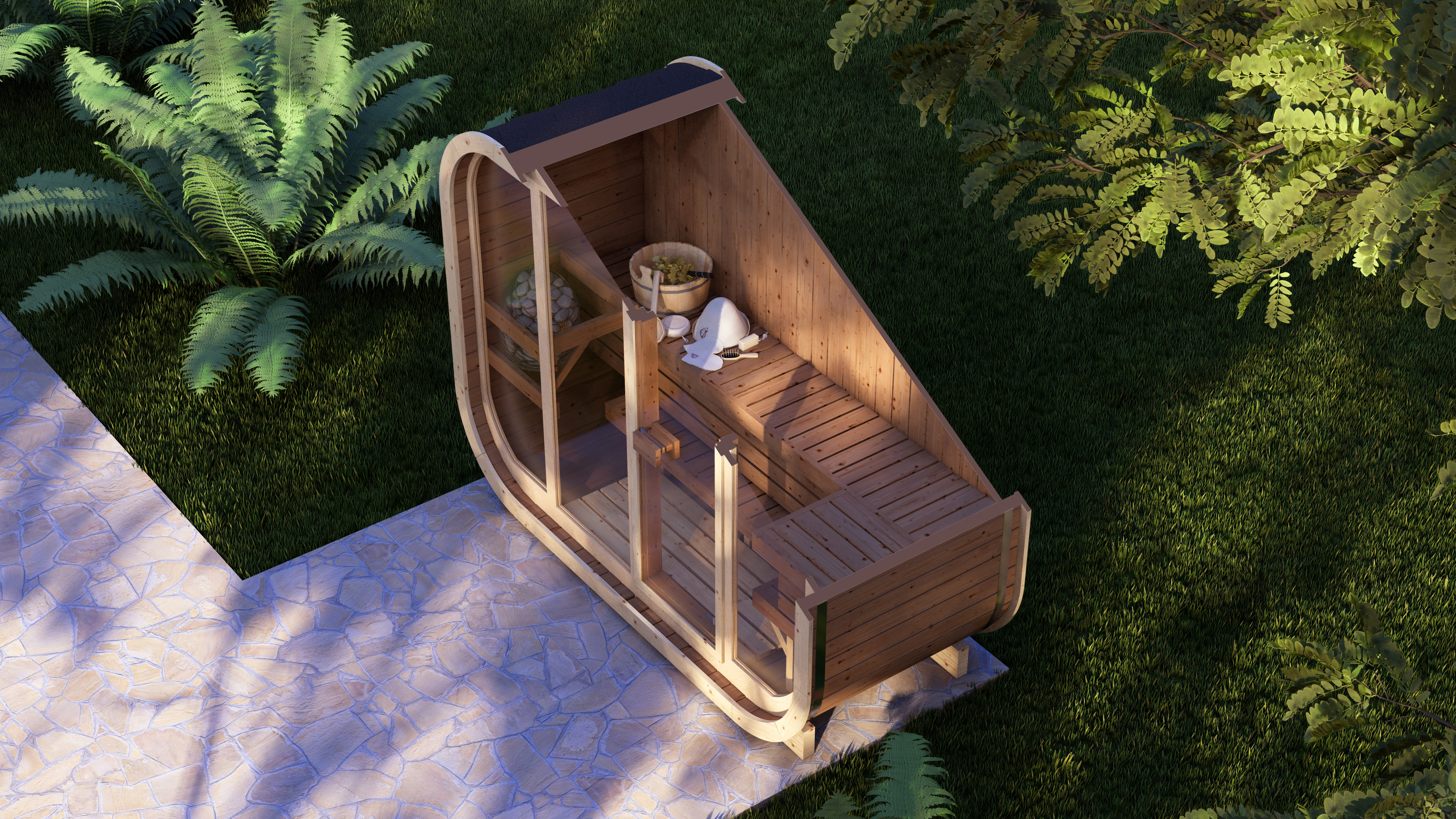 Outdoor Sauna Polaris H1 Thermoholz – **Platin Version**